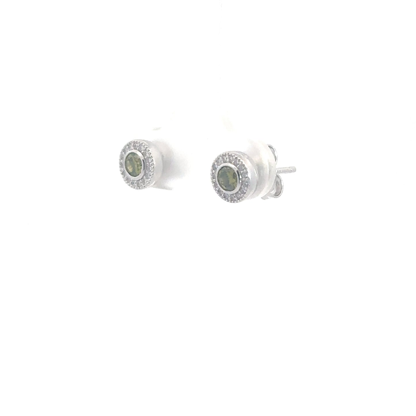 Sterling Silver Peridot & Simulated Diamond Earrings