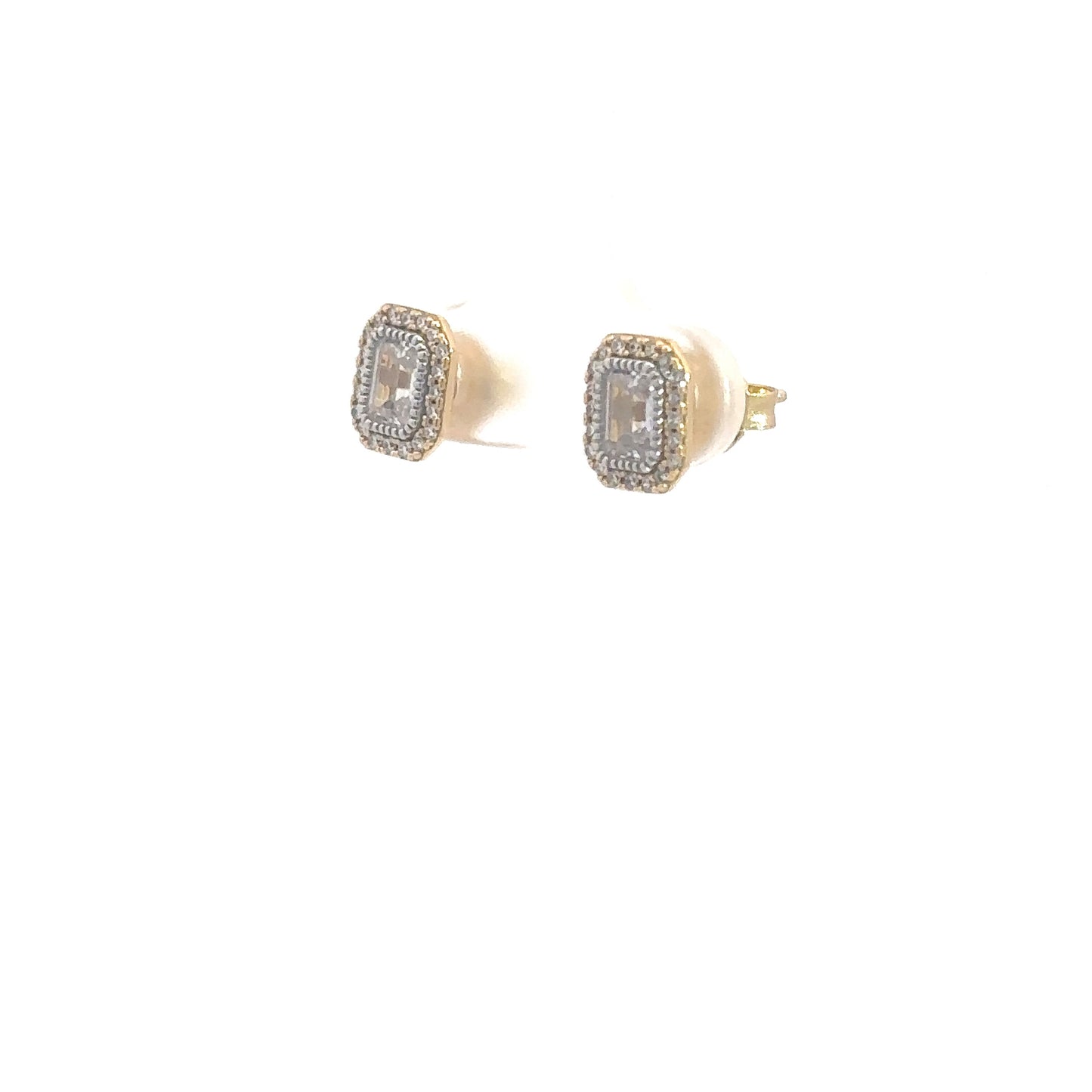 Gold Vermeil Silver Simulated Diamond Studs
