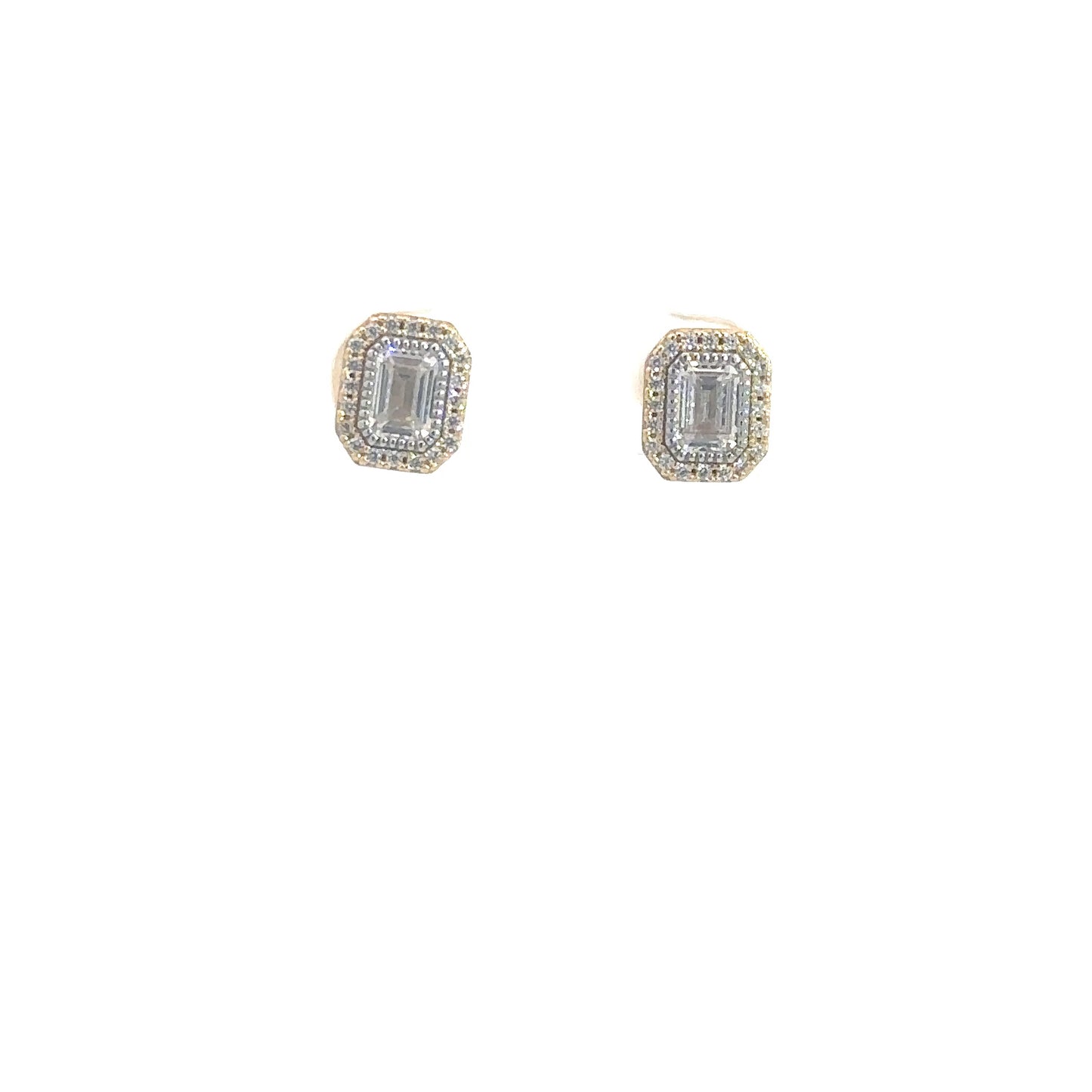 Gold Vermeil Silver Simulated Diamond Studs