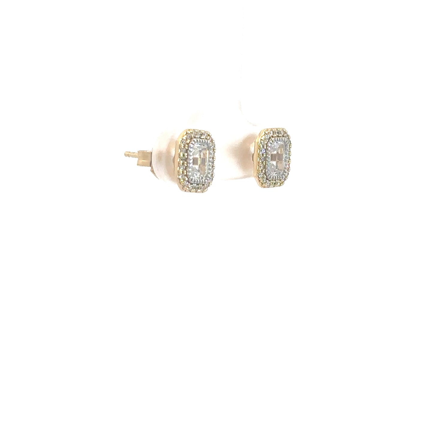Gold Vermeil Silver Simulated Diamond Studs