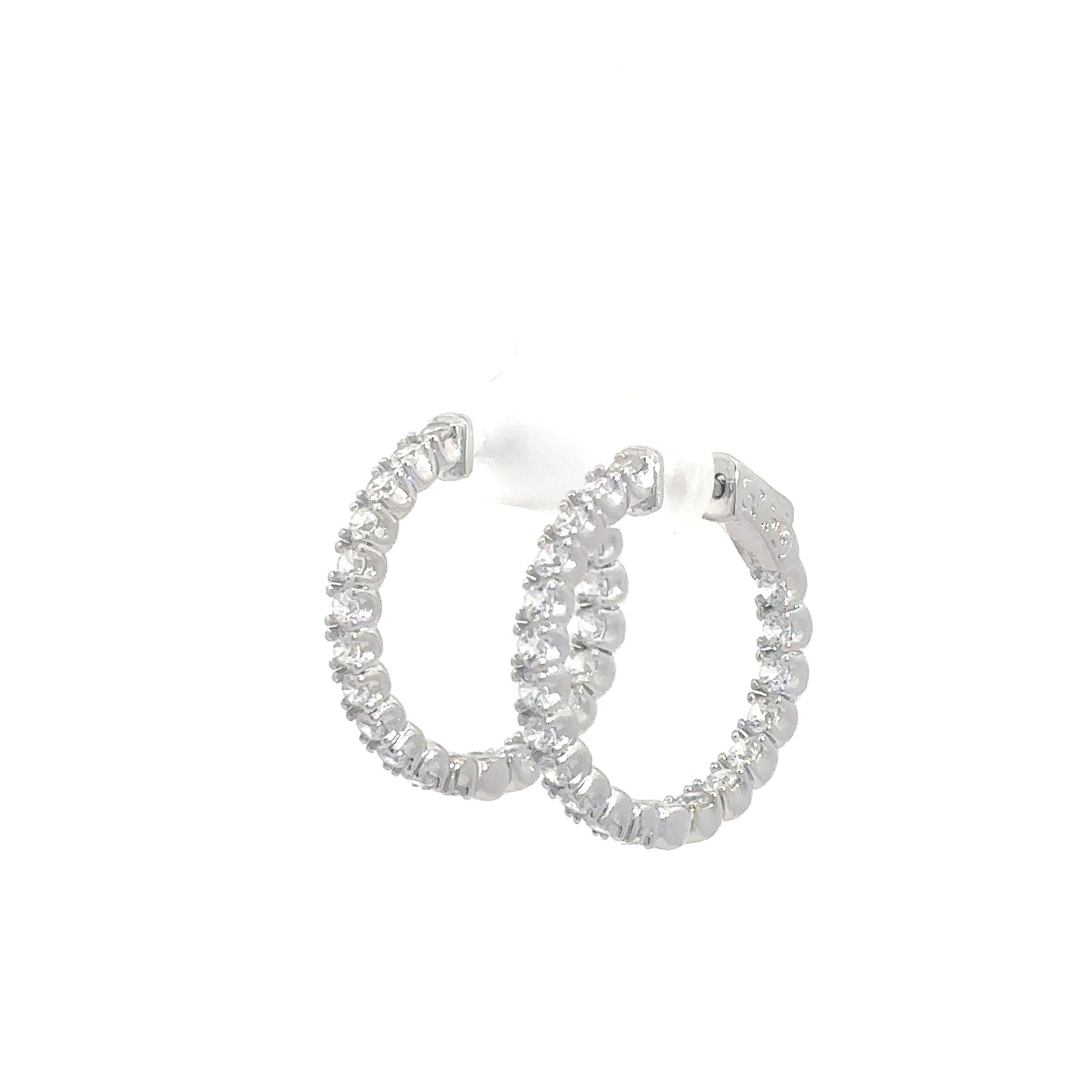 Sterling Silver Simulated Diamond In/Out Hoop