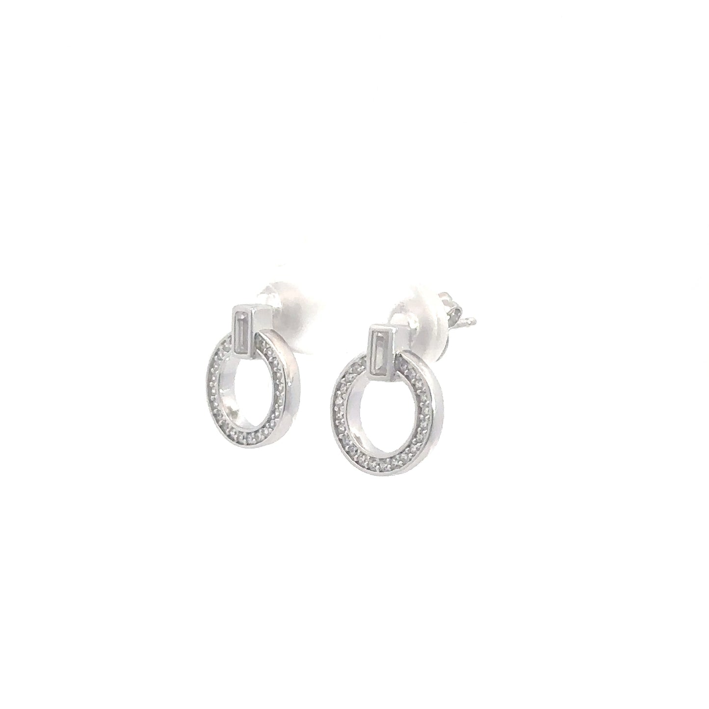 Sterling Silver Simulated Diamond Circle Earrings