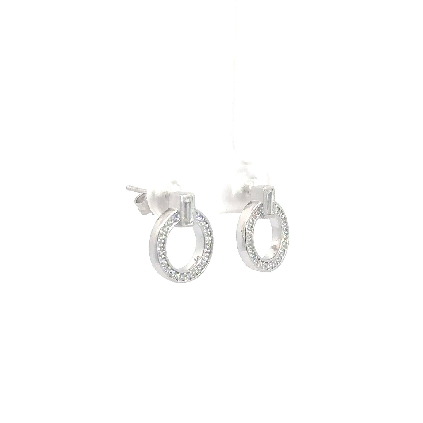 Sterling Silver Simulated Diamond Circle Earrings