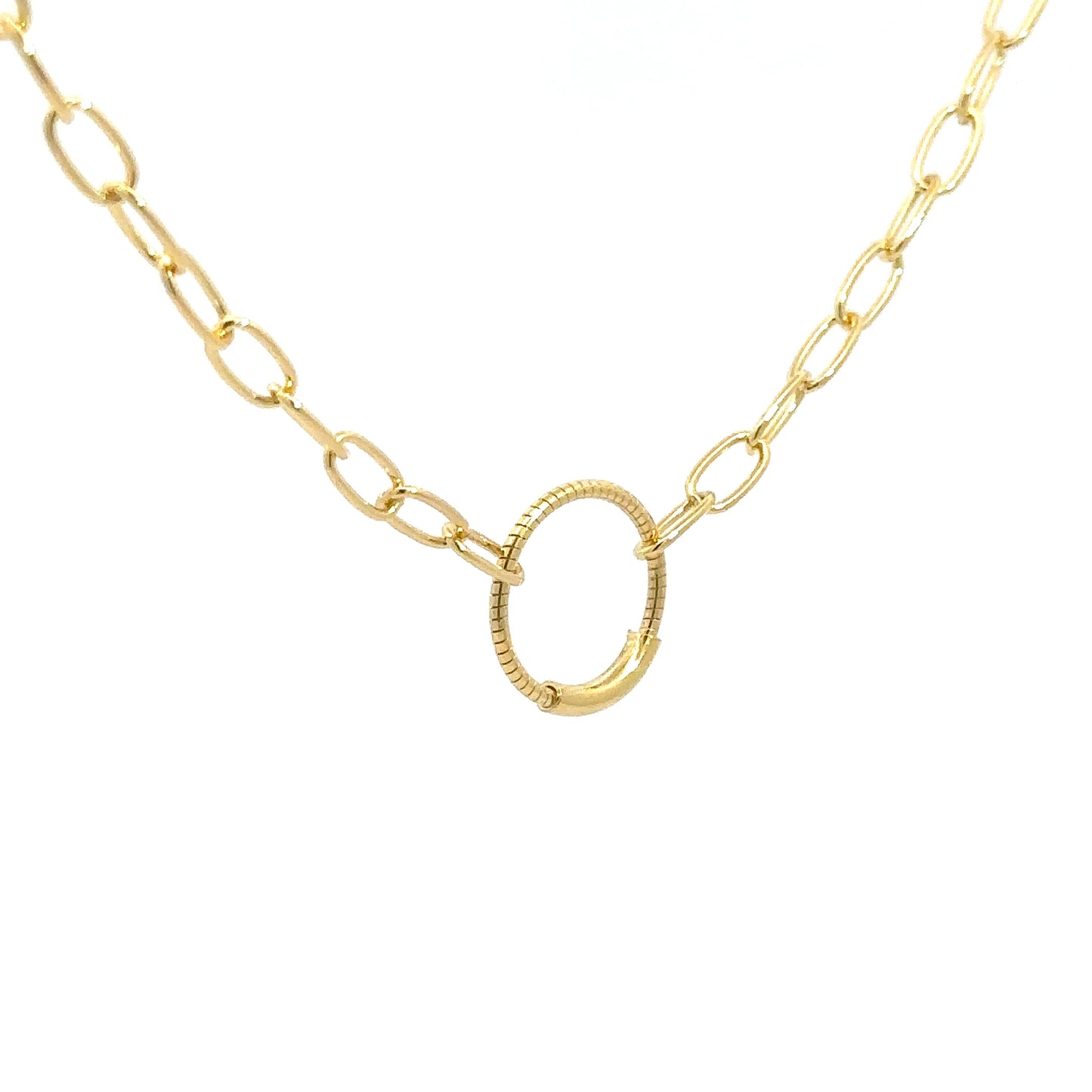 Gold Plated Sterling Silver Paperclip & Circle Necklace