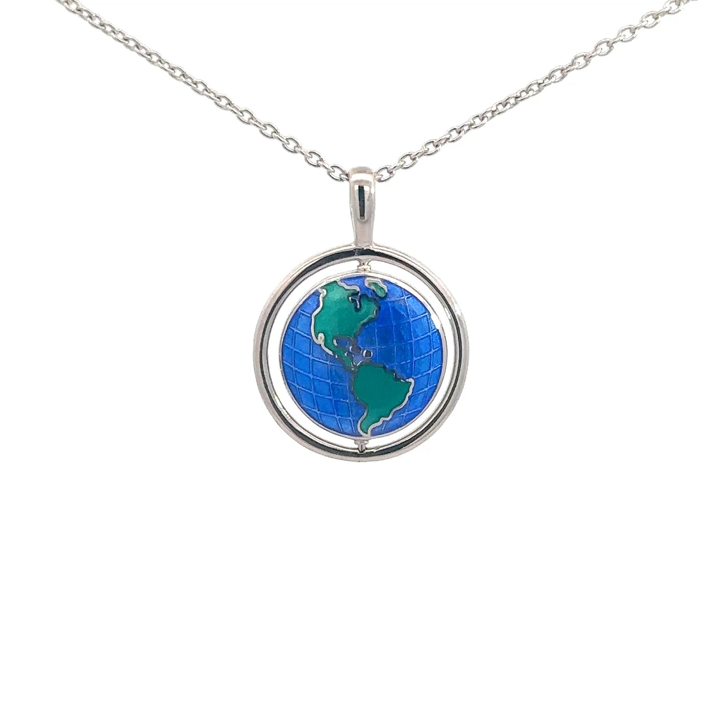 Sterling Silver Enameled Globe Pendant