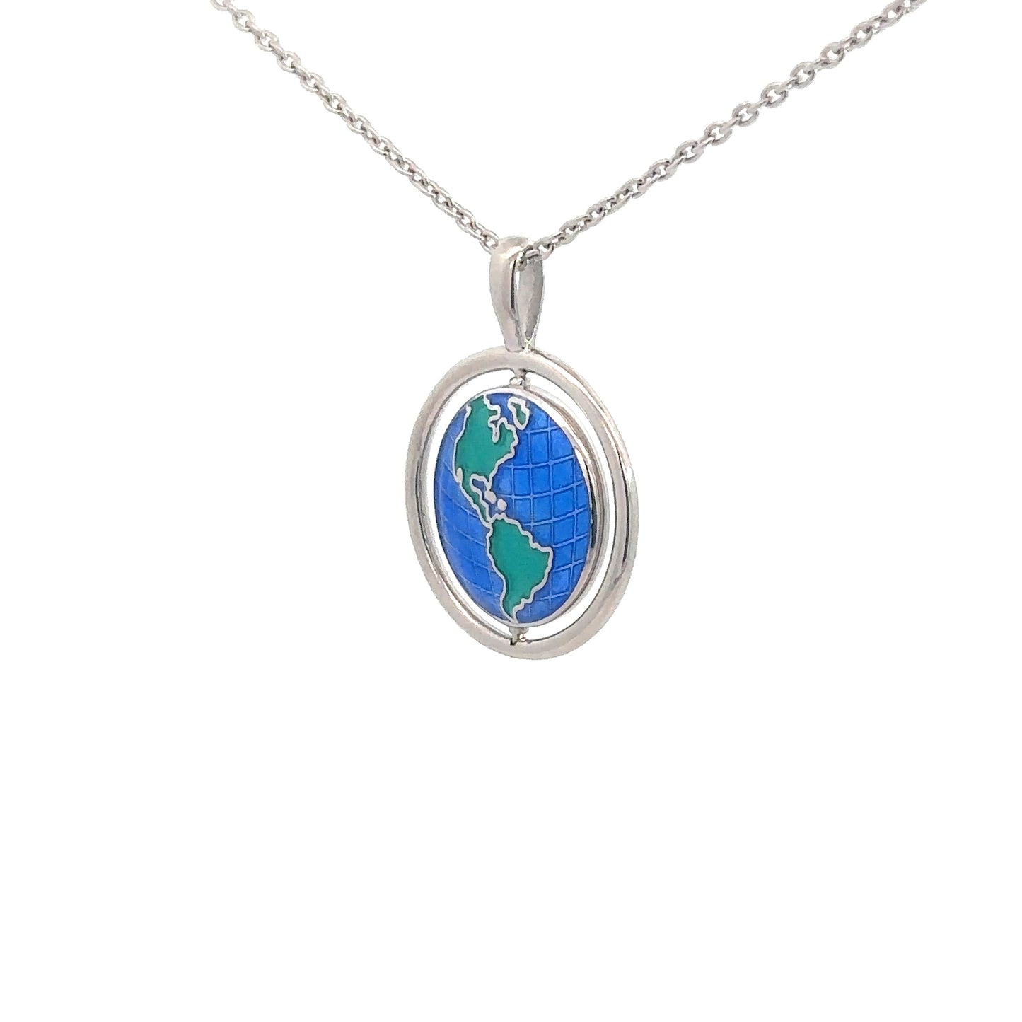 Sterling Silver Enameled Globe Pendant