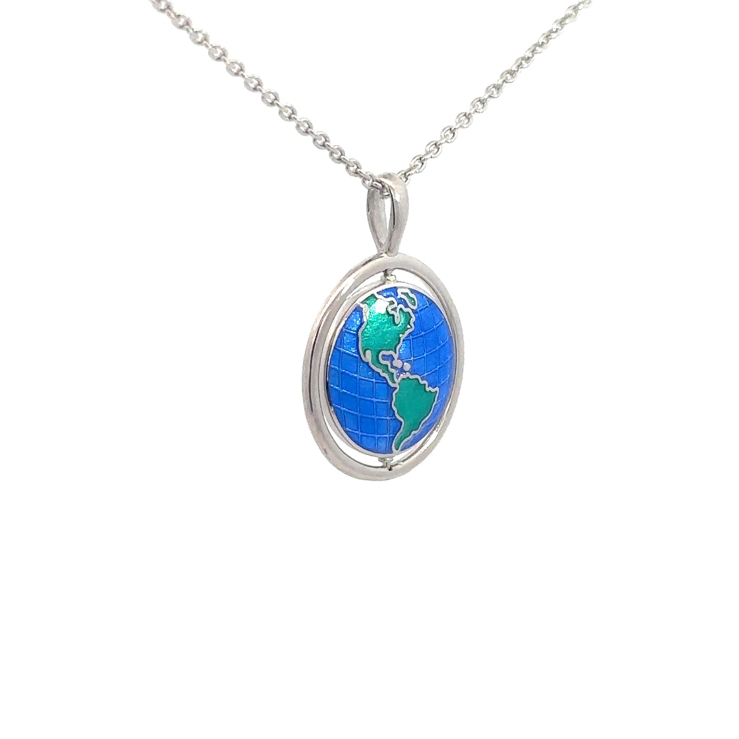 Sterling Silver Enameled Globe Pendant