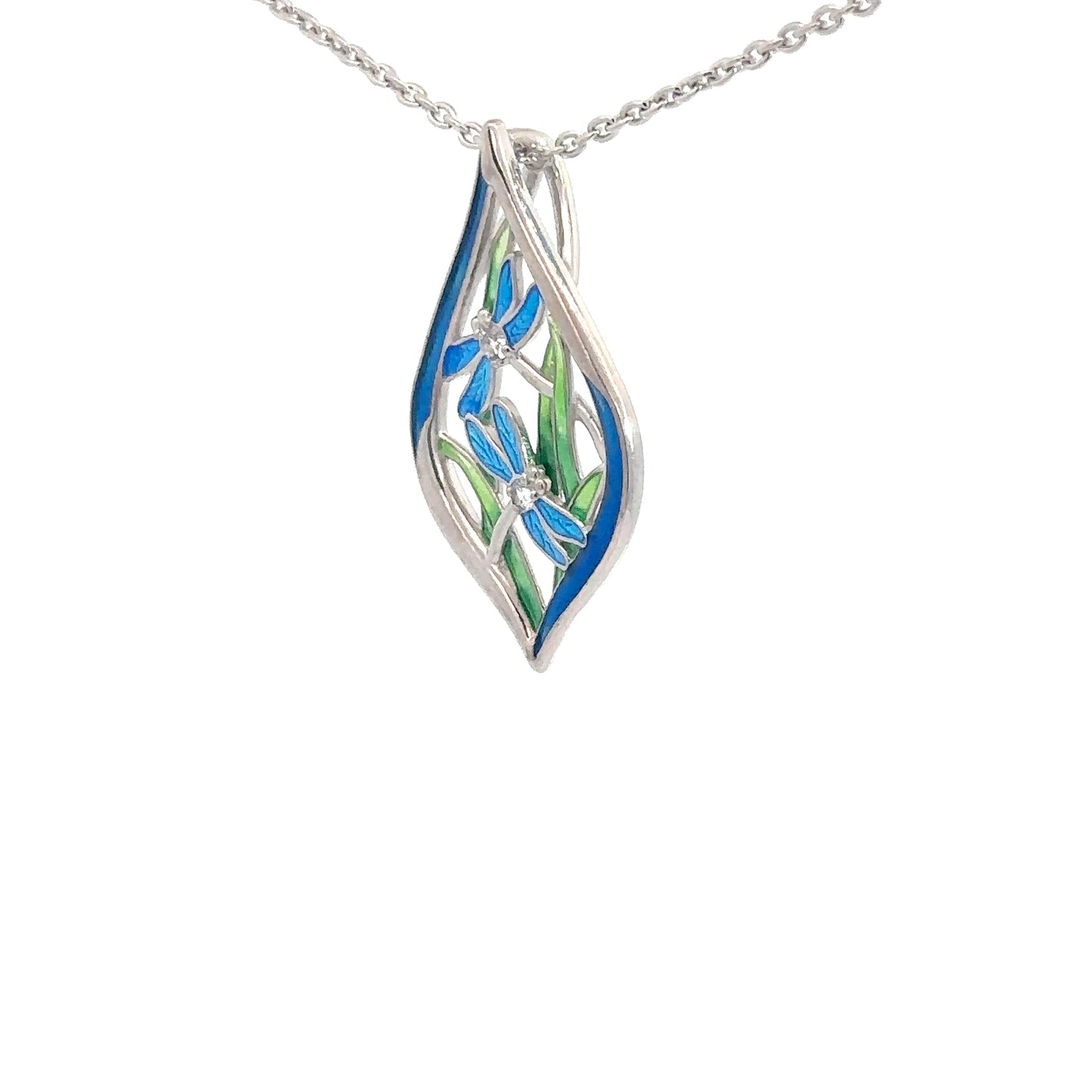Sterling Silver Dragonfly Enameled Pendant