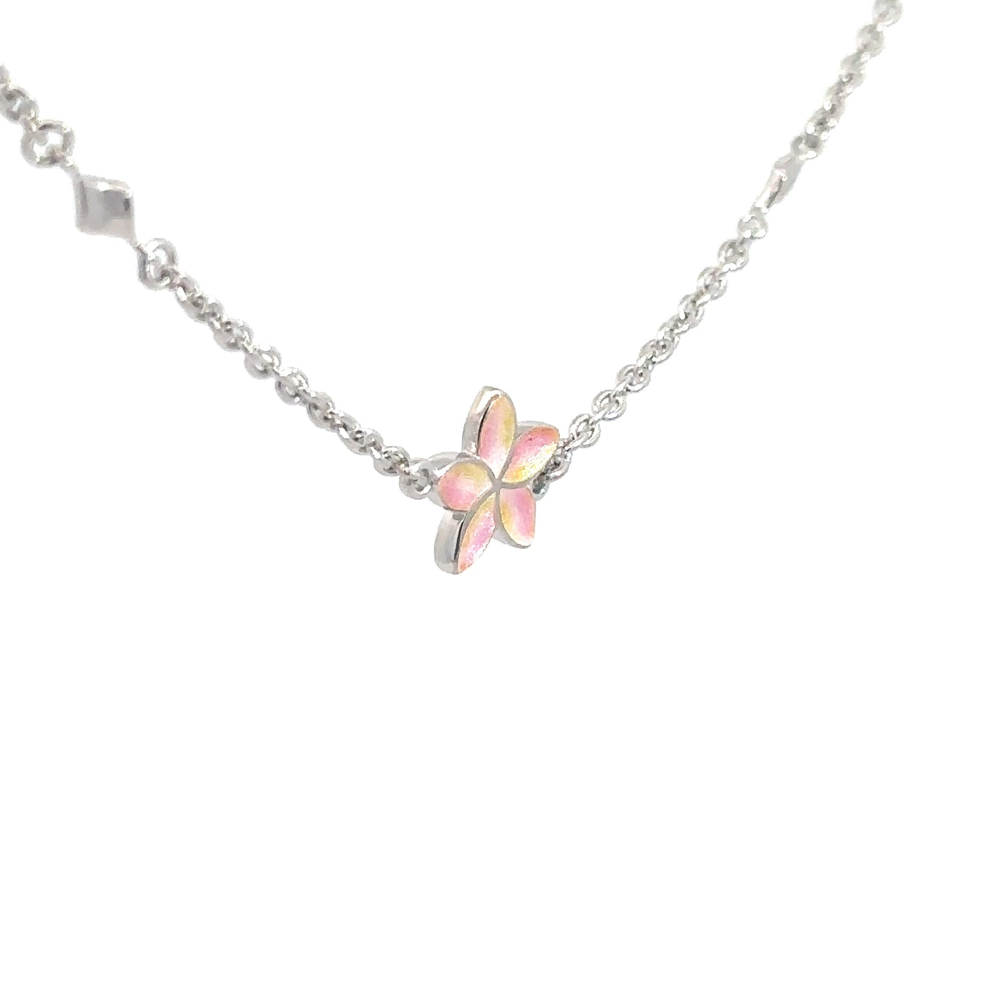 Sterling Silver Multi Flower Enameled Neckalce