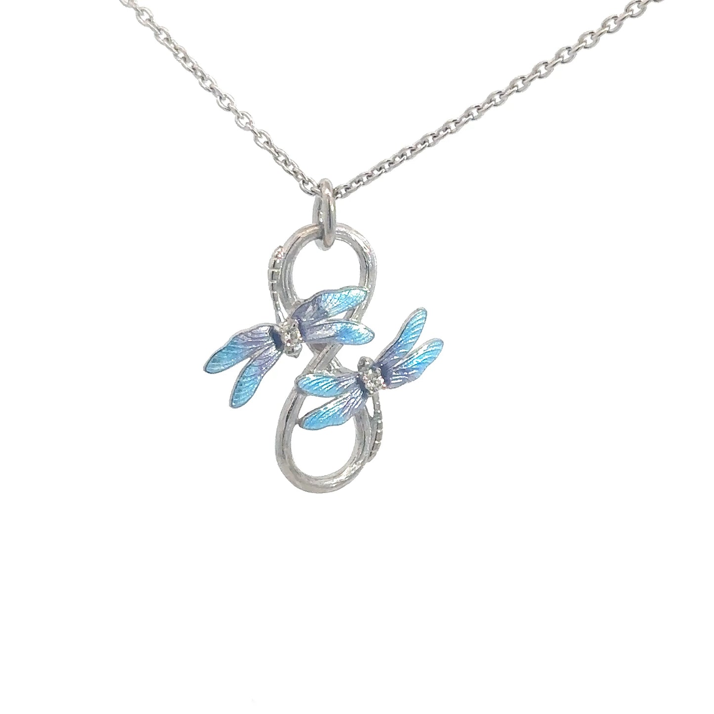 Sterling Silver Enameled Dragonfly Infinity Necklace