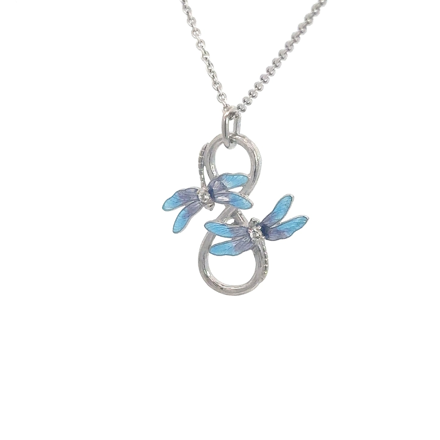 Sterling Silver Enameled Dragonfly Infinity Necklace