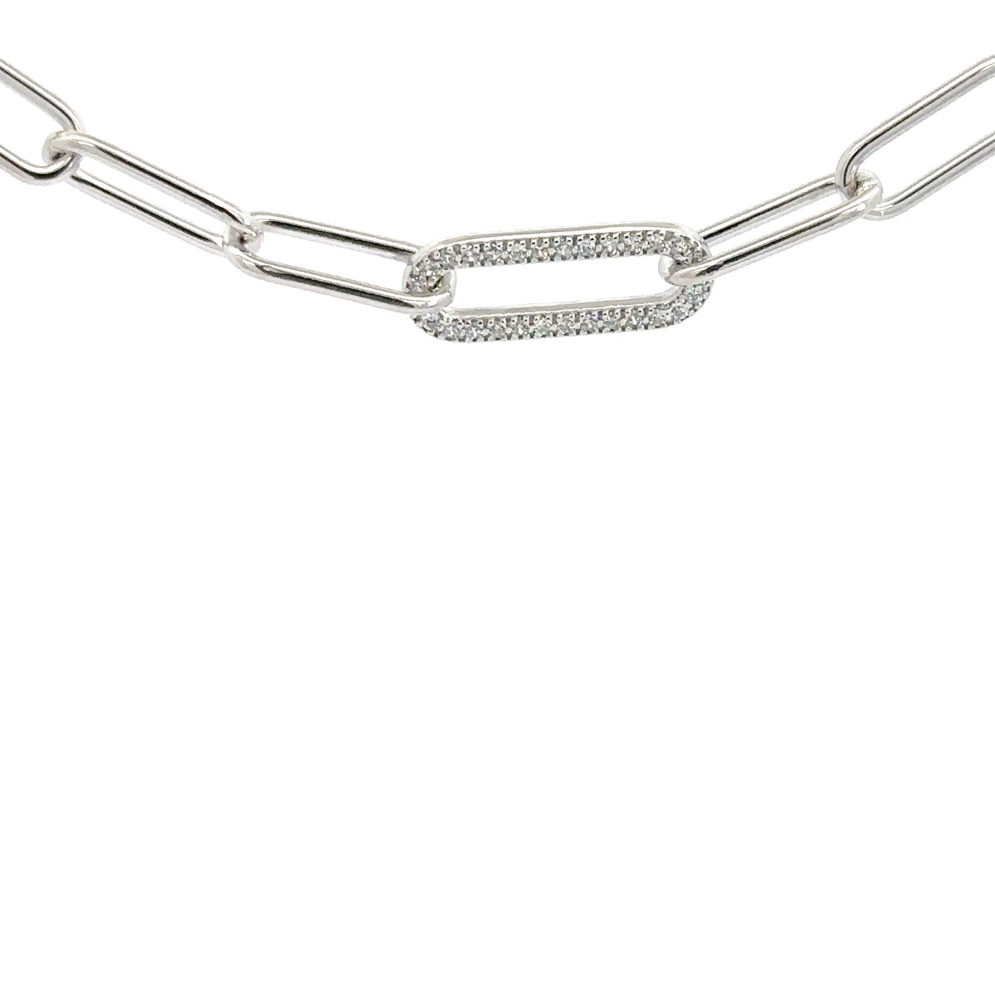 Sterling Silver Paperclip with Simulated Diamond Chain