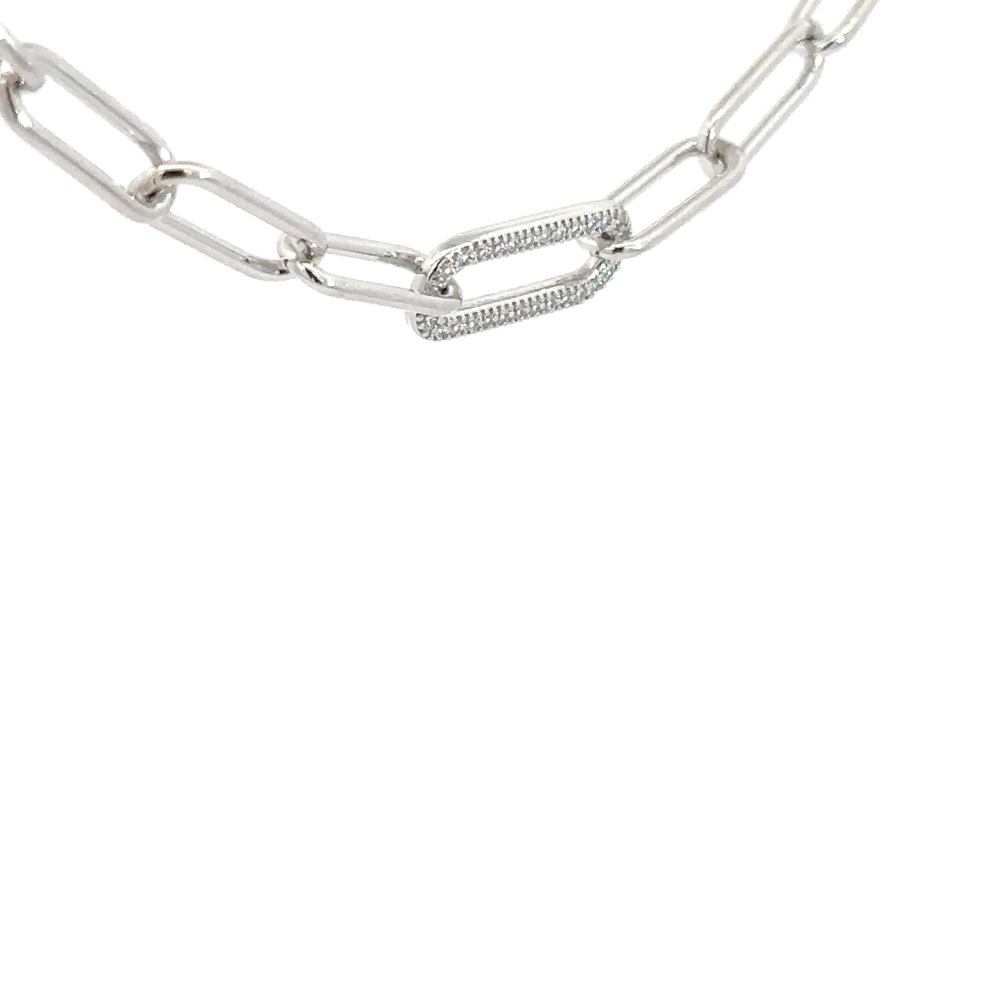 Sterling Silver Paperclip with Simulated Diamond Chain