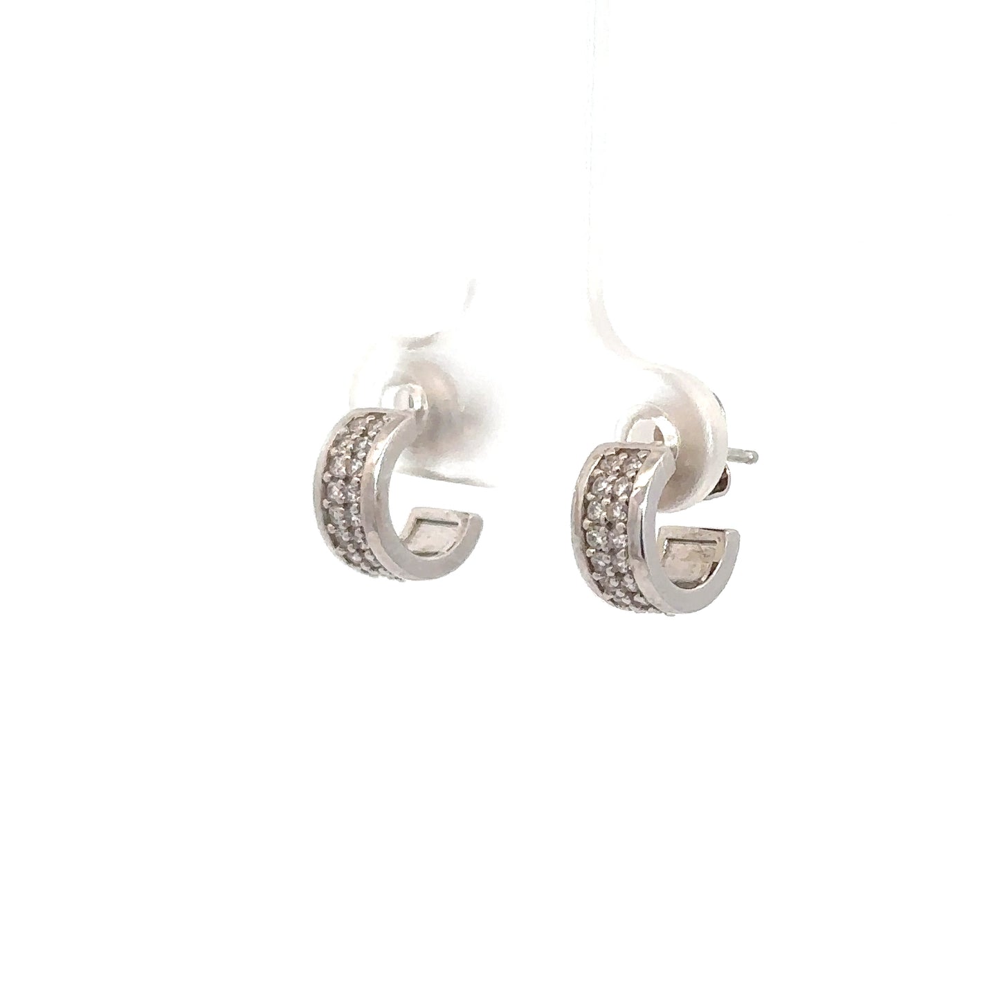 Sterling Silver Simulated Diamond Huggie Hoops