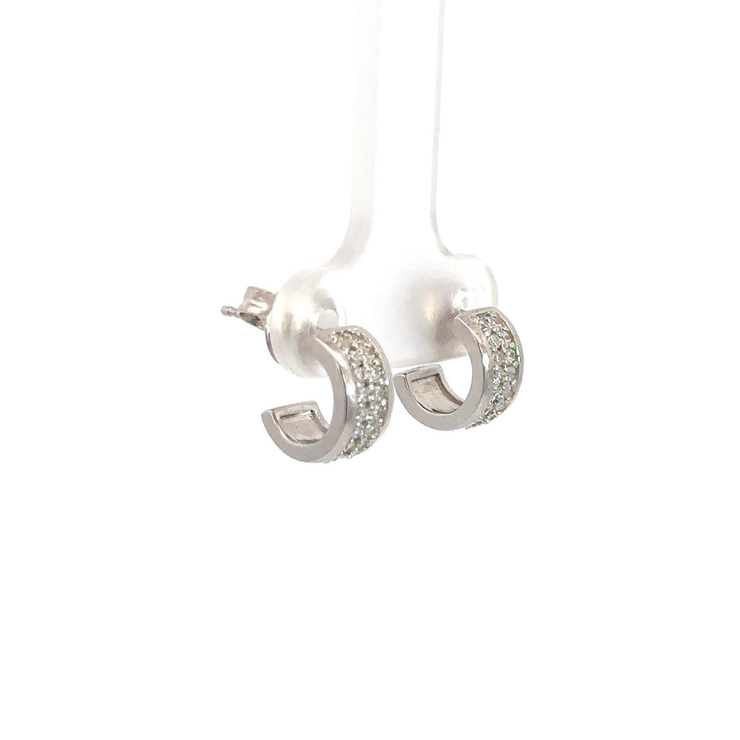 Sterling Silver Simulated Diamond Huggie Hoops