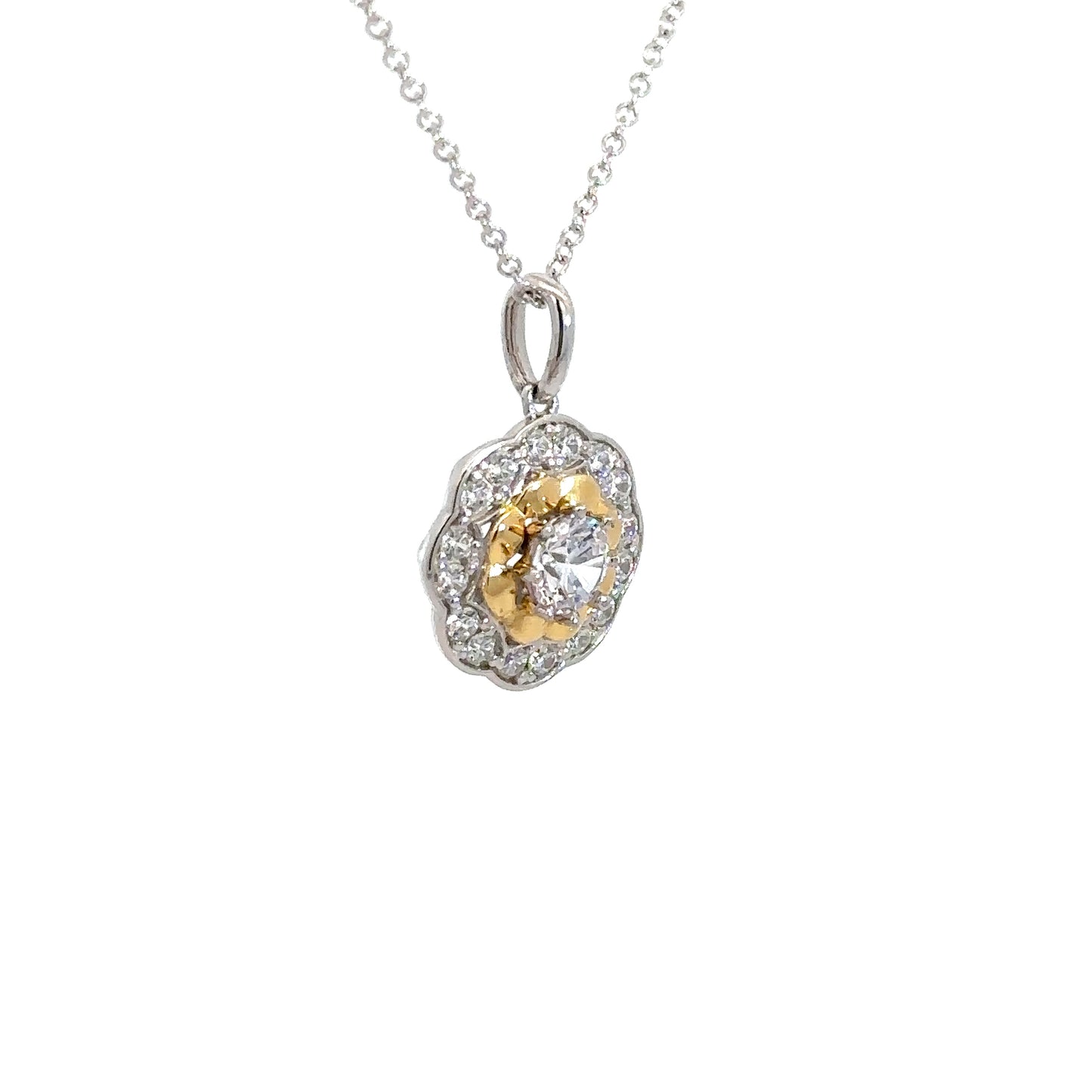 Sterling Silver Two-Toned Flower Pendant