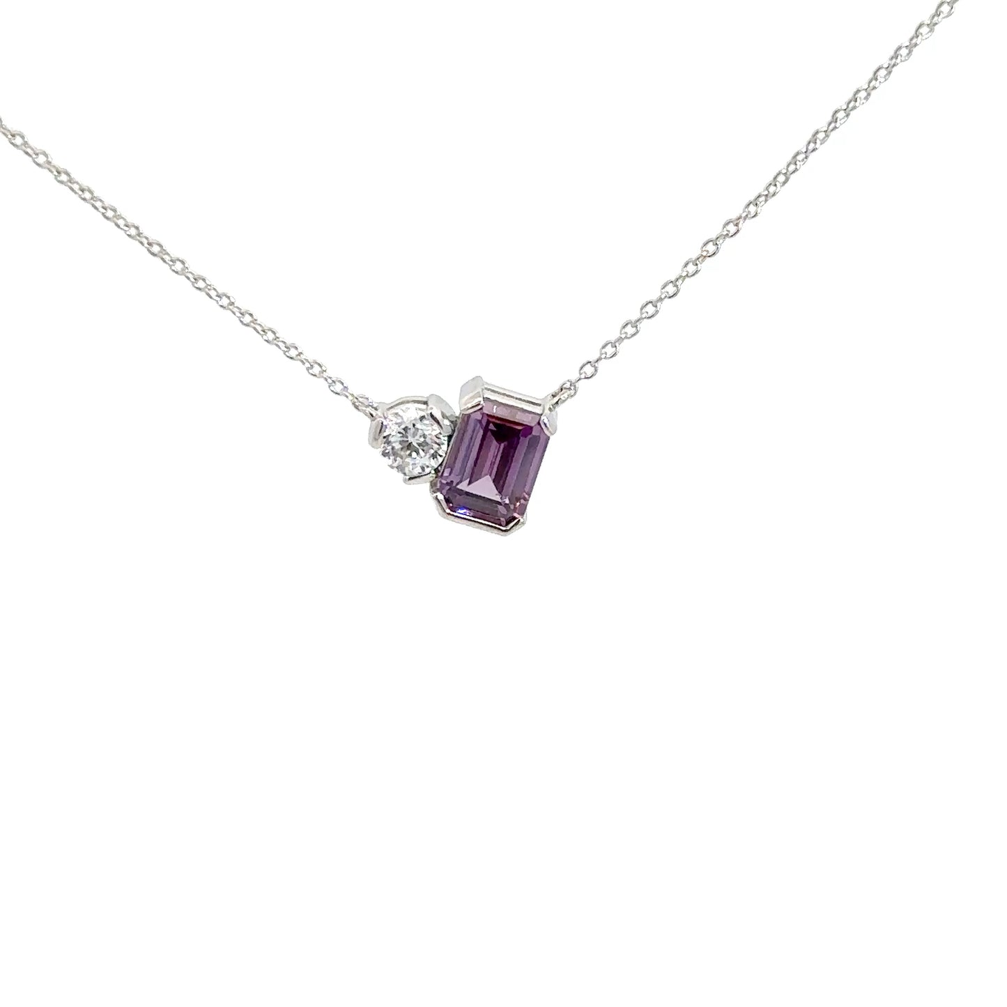 Sterling Silver Simulated Amethyst & Simulated Diamond Pendant