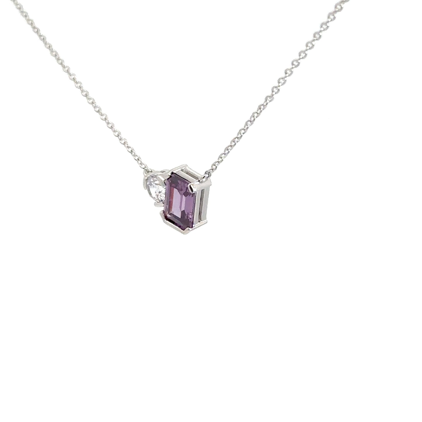 Sterling Silver Simulated Amethyst & Simulated Diamond Pendant