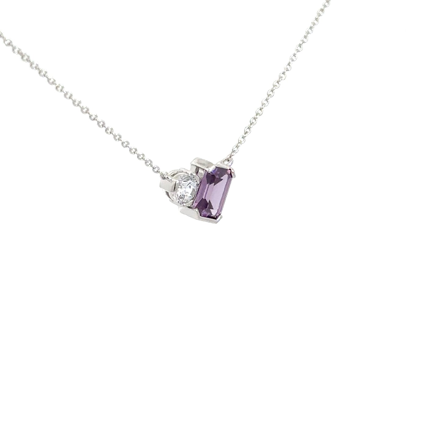 Sterling Silver Simulated Amethyst & Simulated Diamond Pendant