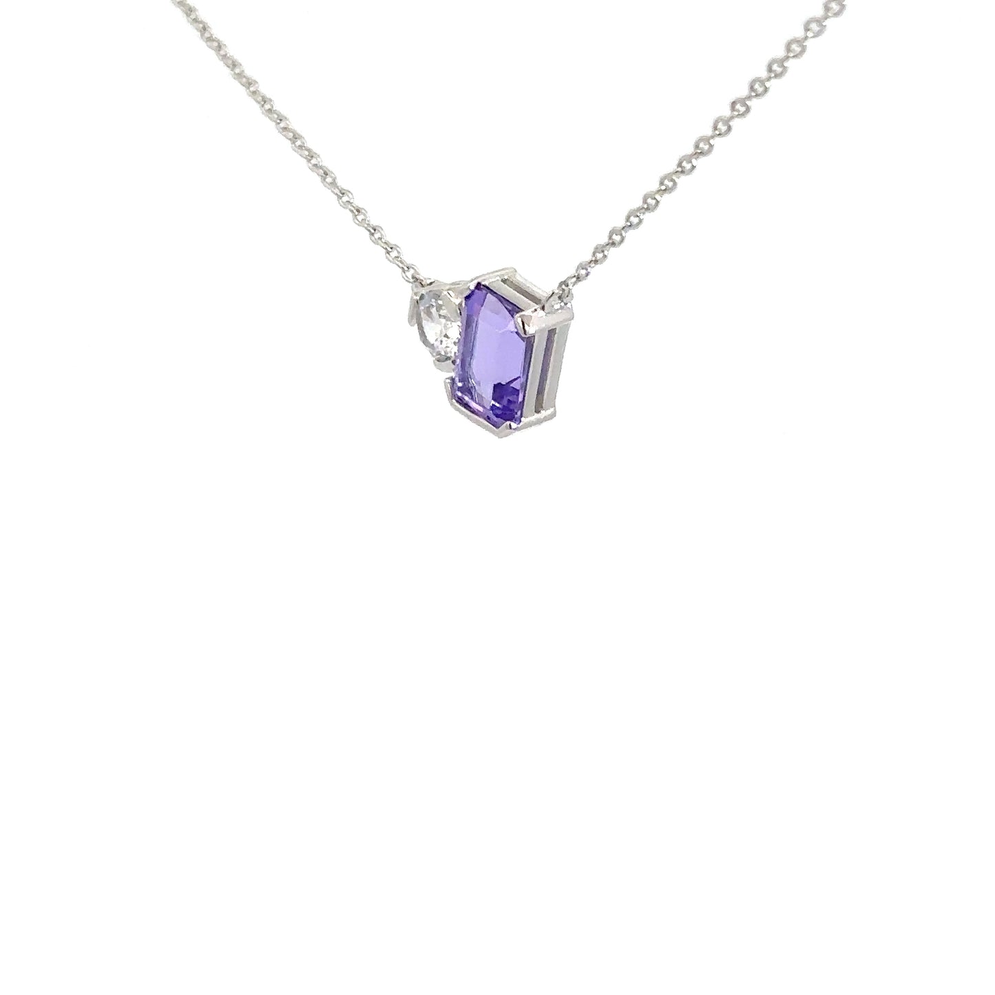 Sterling Silver Simulated Light Amethyst & Simulated Diamond Pendant