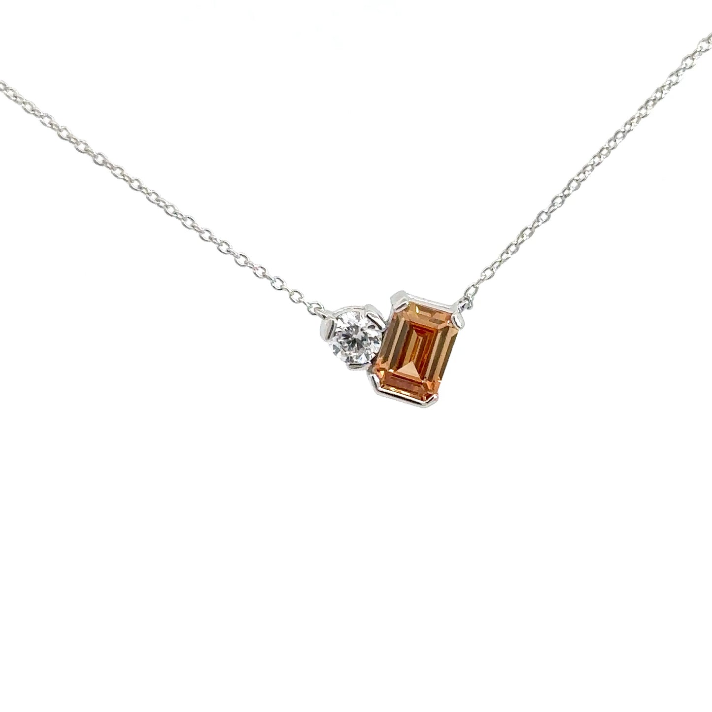 Sterling Silver Simulated Citrine & Simulated Diamond Pendant