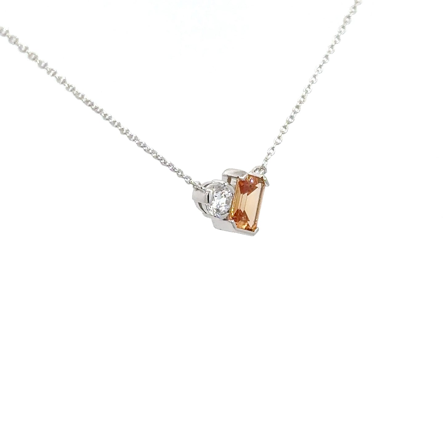 Sterling Silver Simulated Citrine & Simulated Diamond Pendant