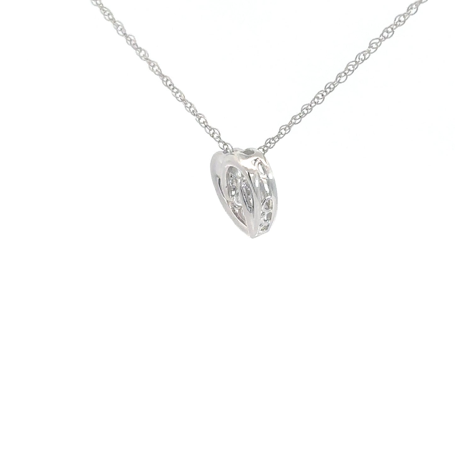 Sterling Silver Heart Shaped Diamond Heartbeat Pendant .05cttw