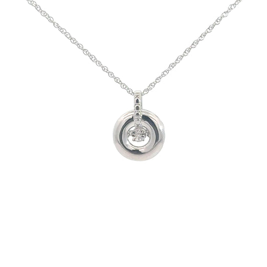 Sterling Silver Circle Heartbeat Diamond .01cttw Pendant