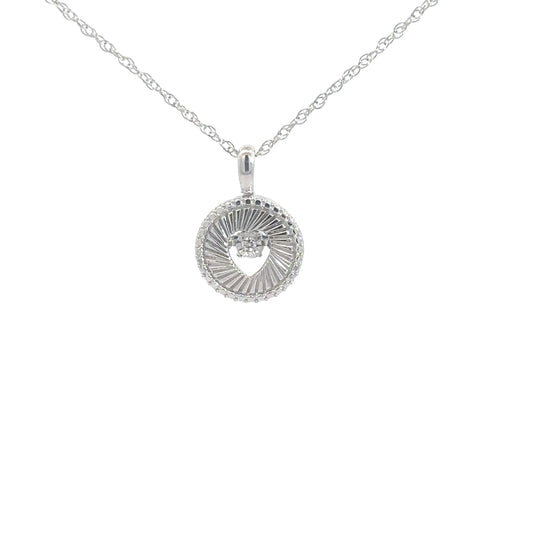 Sterling Silver Circle with Heartbeat Diamond .02cttw
