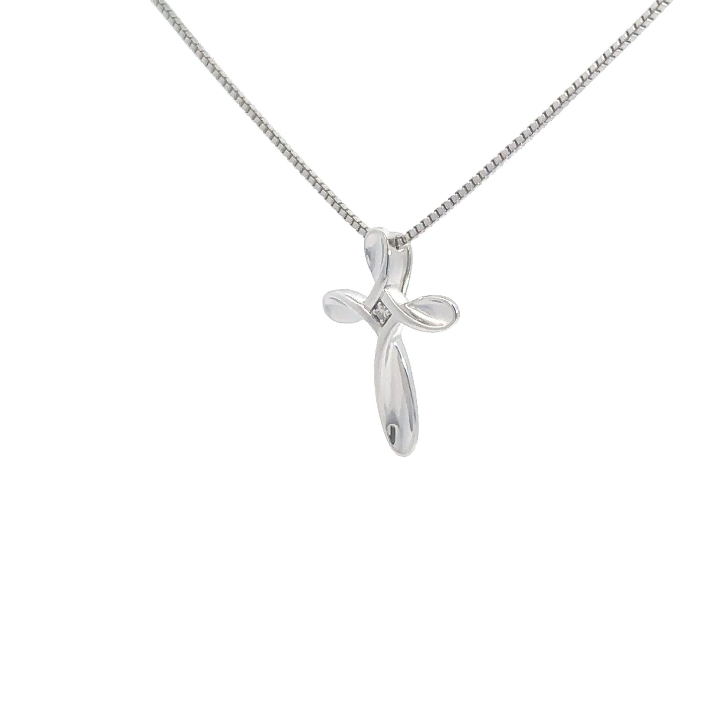 Sterling Silver & Diamond Cross  .01cttw