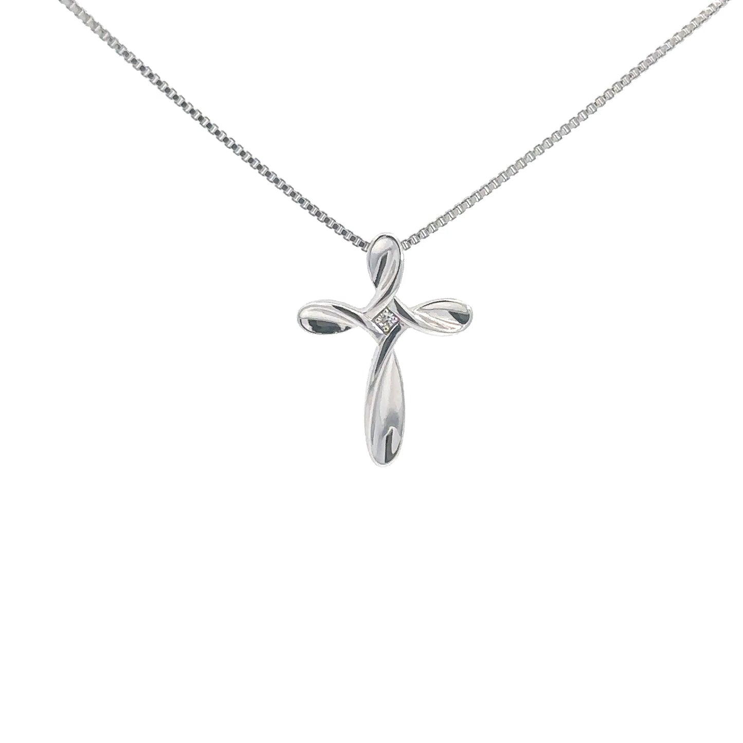 Sterling Silver & Diamond Cross  .01cttw