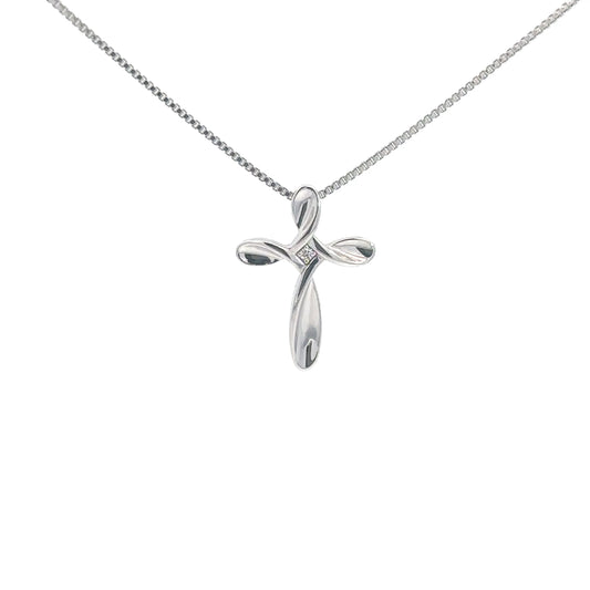 Sterling Silver & Diamond Cross  .01cttw