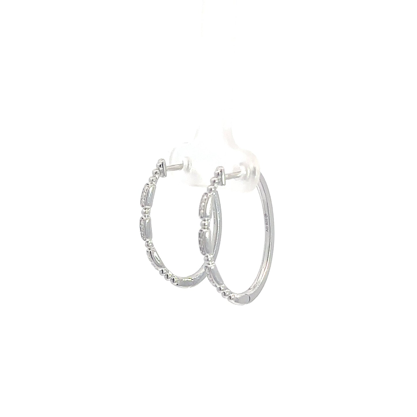 Sterling Silver Diamond Hoop Earrings .04cttw