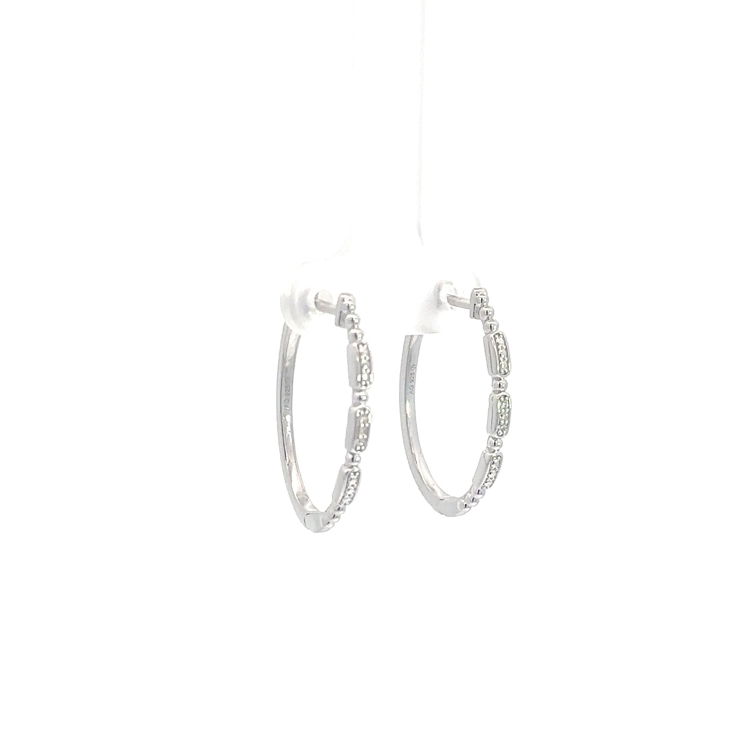 Sterling Silver Diamond Hoop Earrings .04cttw