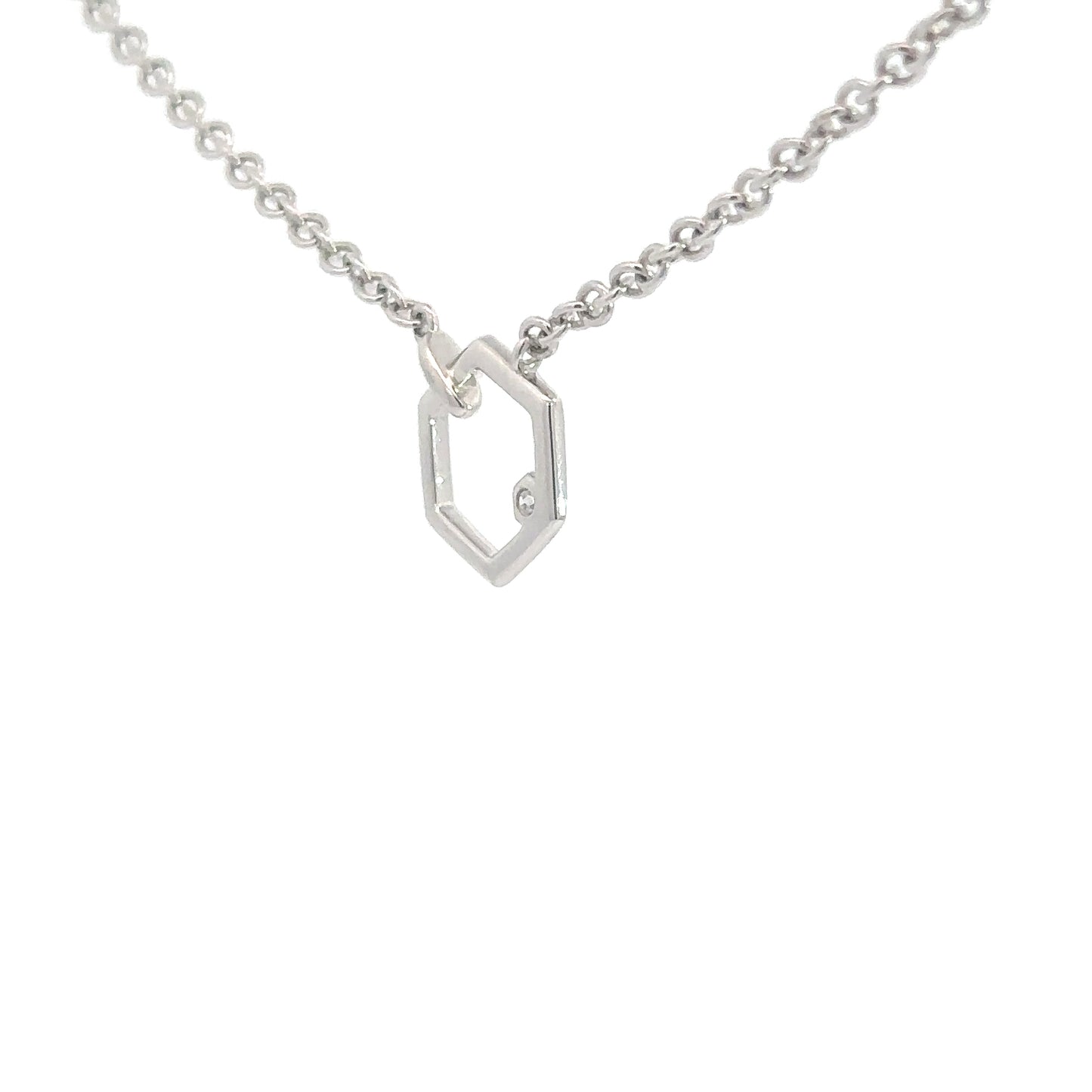 Sterling Silver Hexagon & Diamond Pendant .01cttw