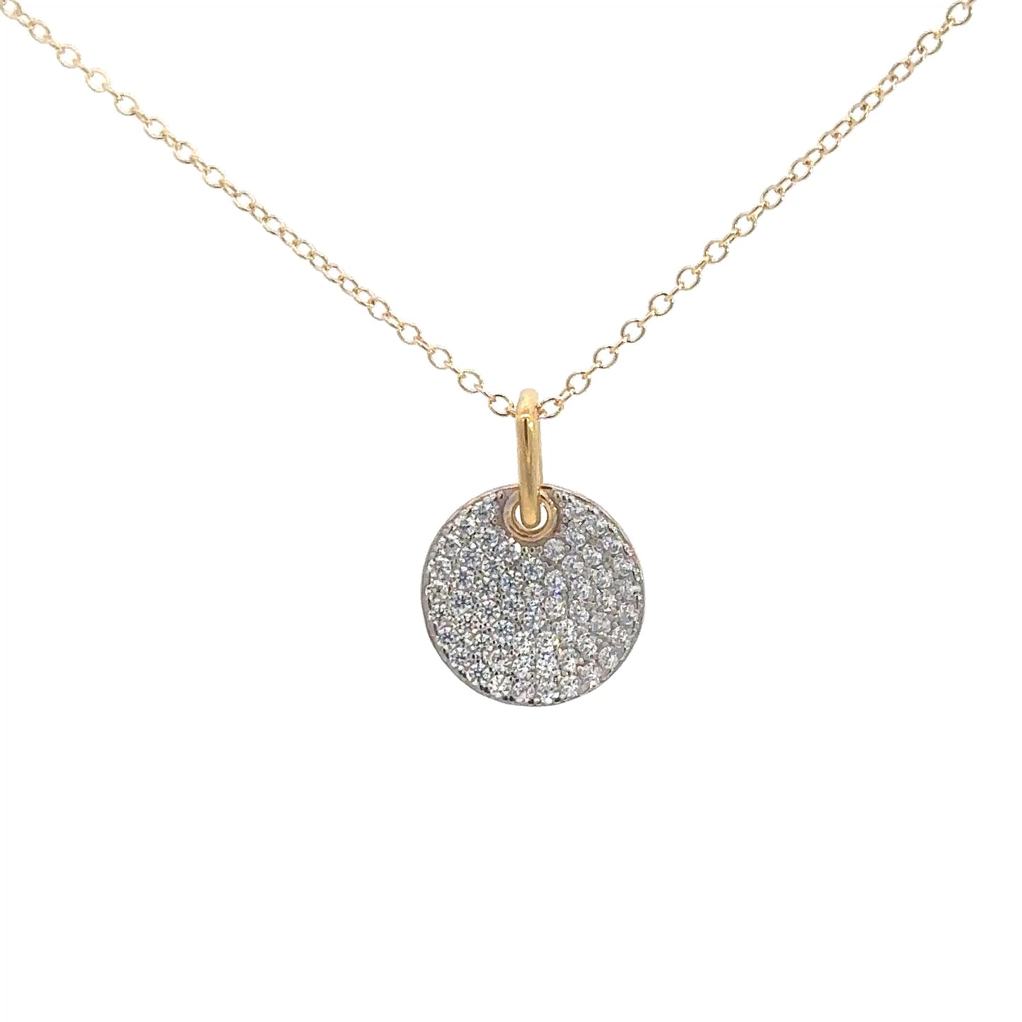 Yellow Gold Plated Simulated Diamond Disc Pendant