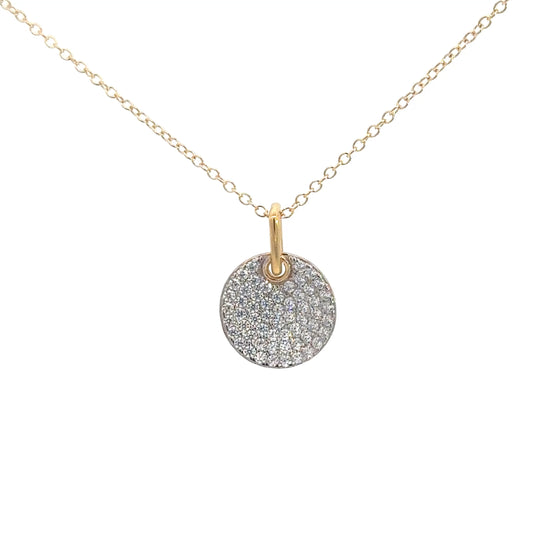 Yellow Gold Plated Simulated Diamond Disc Pendant