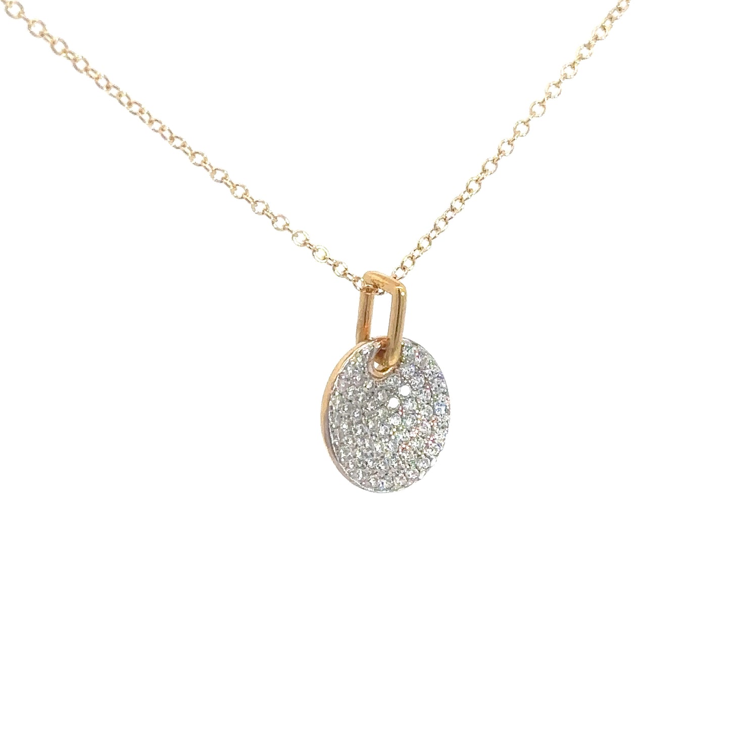 Yellow Gold Plated Simulated Diamond Disc Pendant