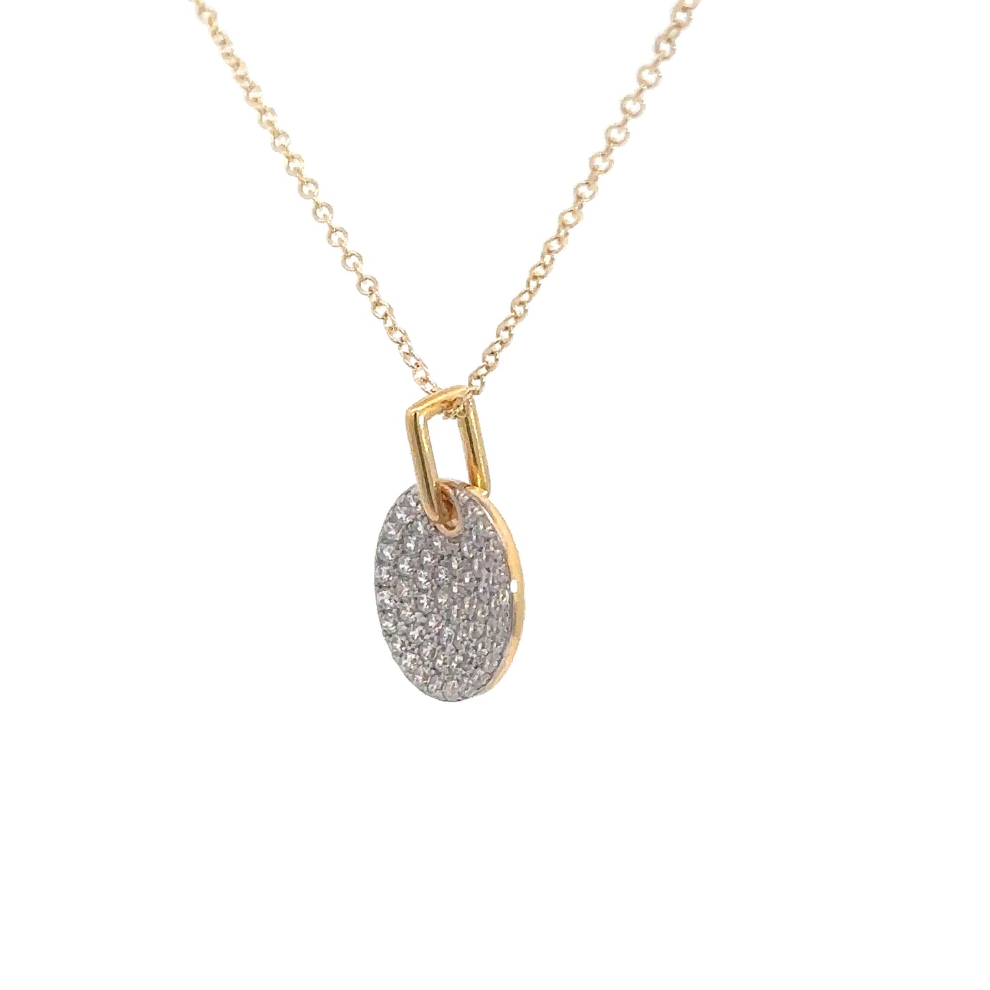 Yellow Gold Plated Simulated Diamond Disc Pendant