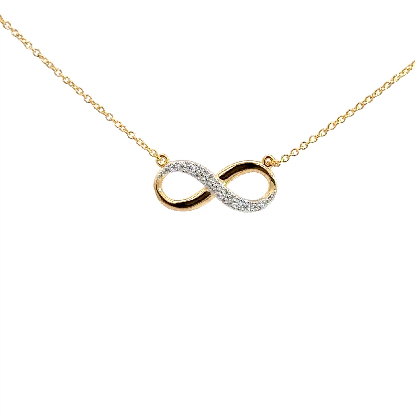 Yellow Gold Plated Simulated Diamond Infinity Pendant