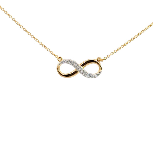 Yellow Gold Plated Simulated Diamond Infinity Pendant