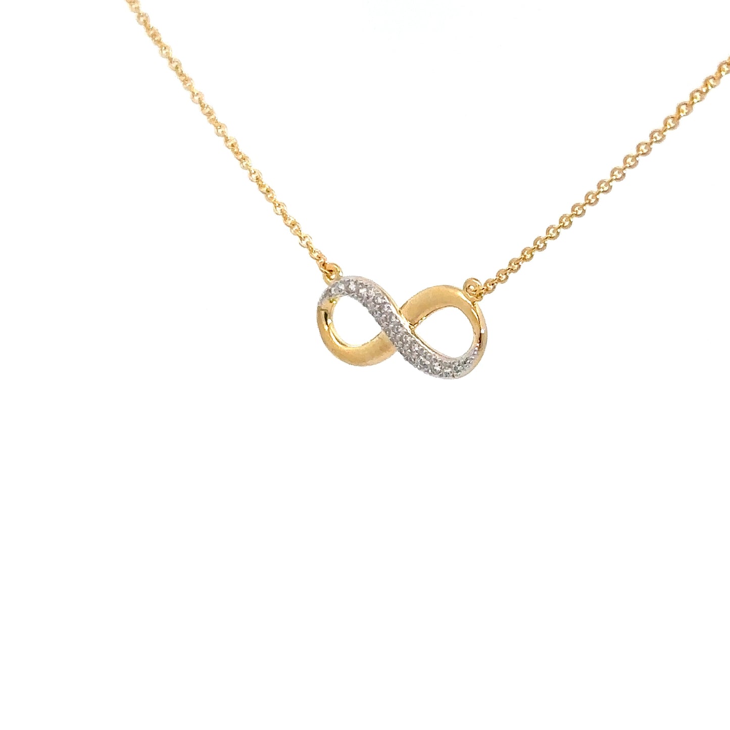 Yellow Gold Plated Simulated Diamond Infinity Pendant