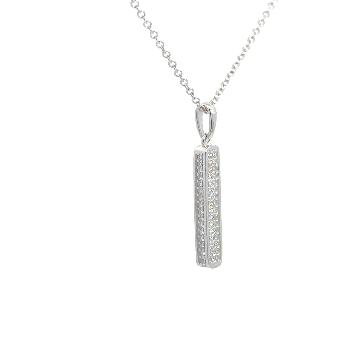 Sterling Silver Simulated Diamond Bar Pendant
