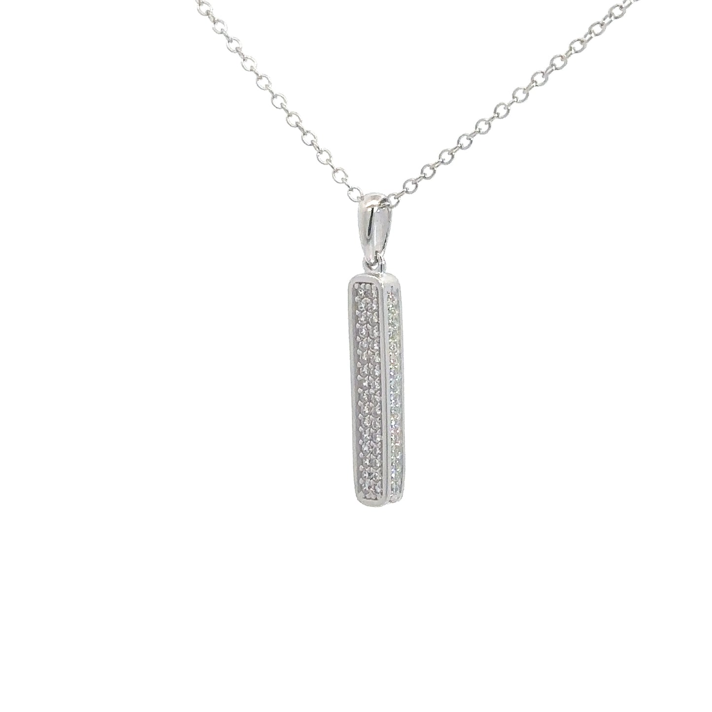 Sterling Silver Simulated Diamond Bar Pendant
