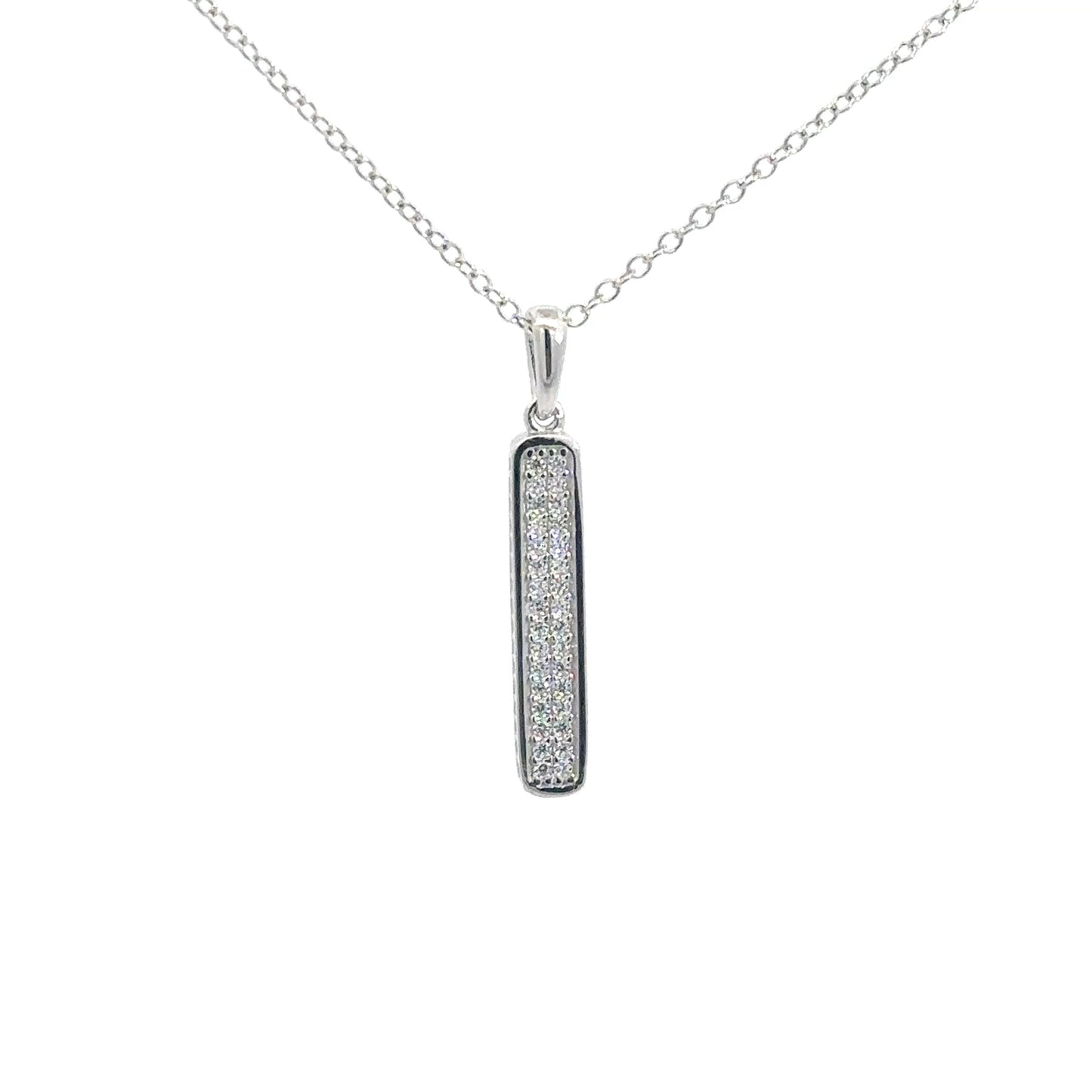 Sterling Silver Simulated Diamond Bar Pendant