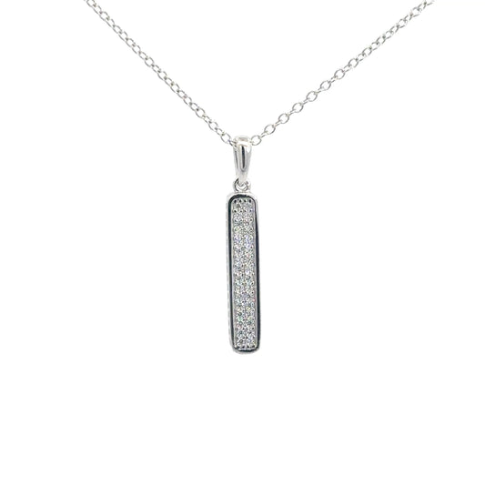 Sterling Silver Simulated Diamond Bar Pendant