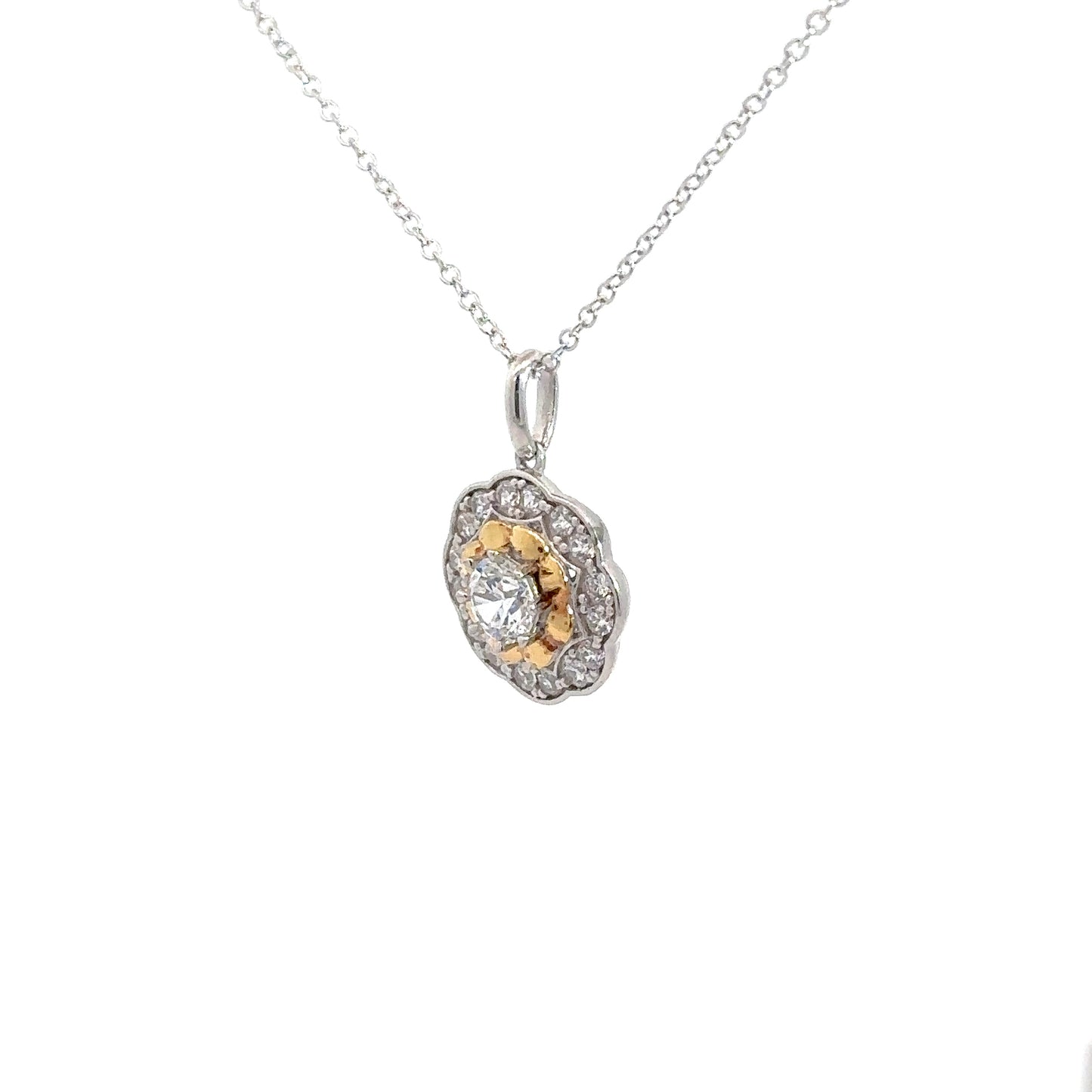 Sterling Silver & Yellow Gold Plated Flower Pendant