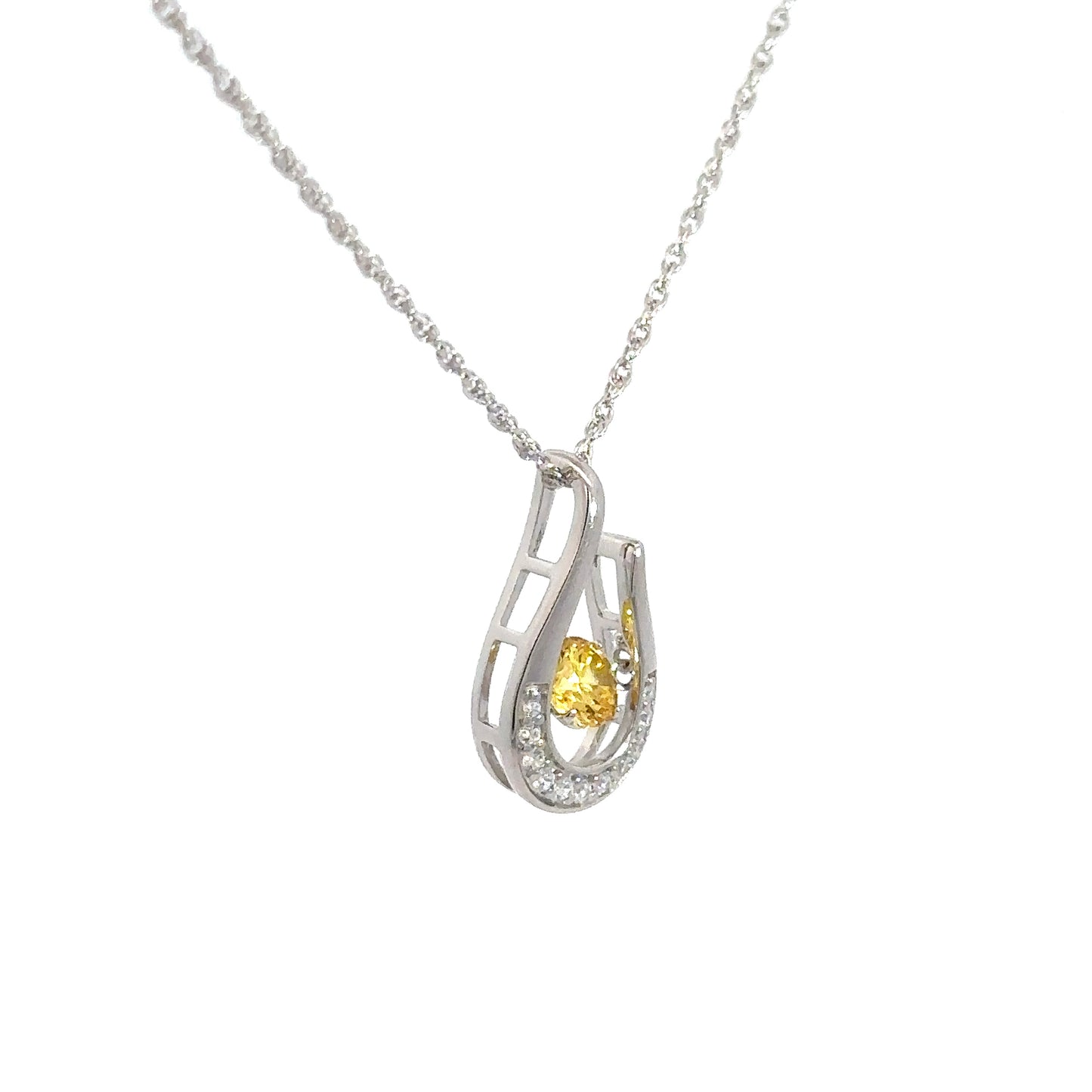 Sterling Silver Synthetic Citrine Twinkle Pendant