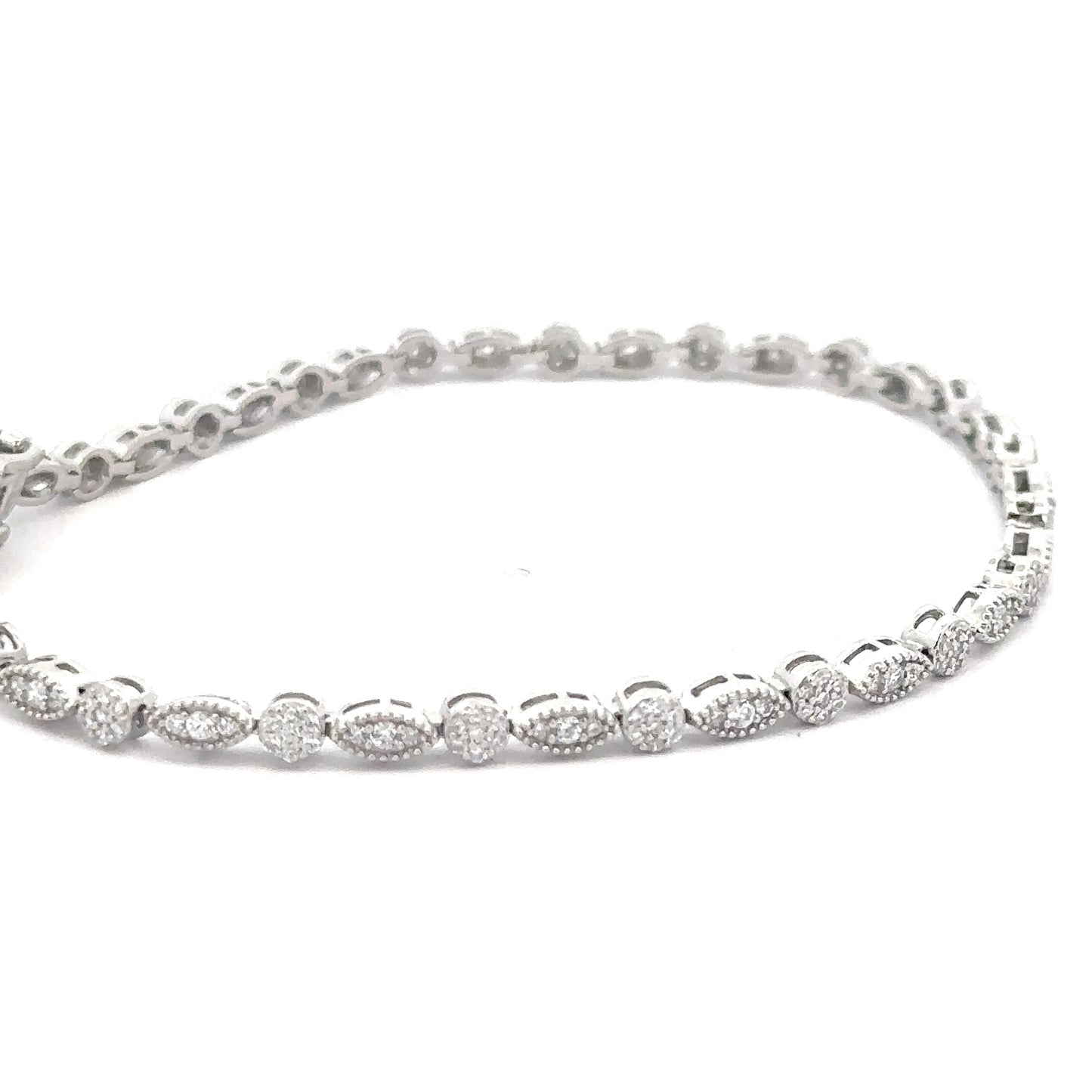 Sterling Silver Cubic Zirconia Pattern Bracelet