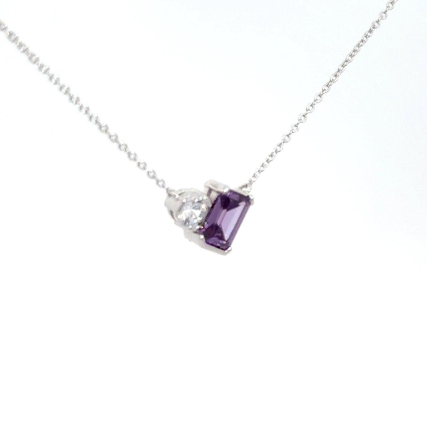 Sterling Silver Amethyst & Simulated Diamond Pendant